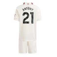 Camiseta Manchester United Antony #21 Tercera Equipación Replica 2023-24 para niños mangas cortas (+ Pantalones cortos)